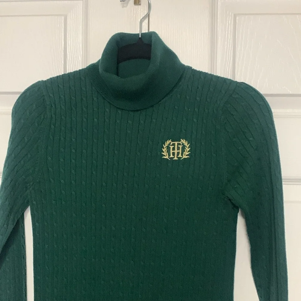 Tommy Hilfiger Forest Green Cable Knit Sweater - Picture 2 of 5